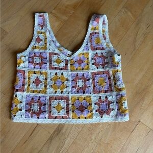 Rebellion Crochet Boho, Cottagecore, Cropped Tank, Hippie, Y2k  Festival Size XS